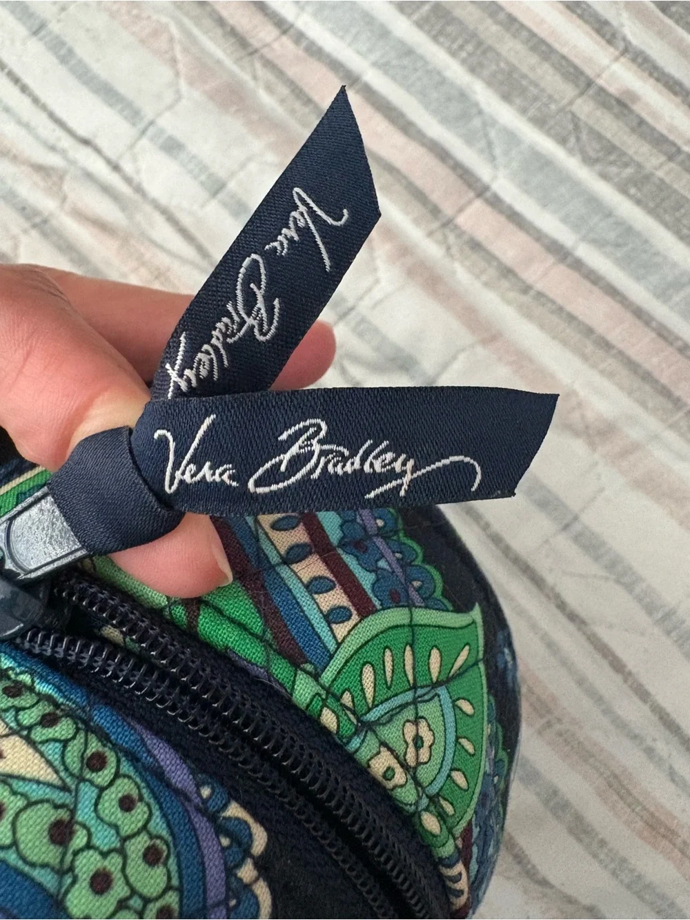 Vera Bradley Quilted Paisley Cosmetic Case in Blue and Green
